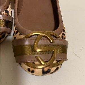 Franco Sarto Leopard Print Flats with Gold Detail